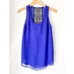 PURPLE CAMISOLE TOP WITH BLACK LACE BACK